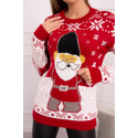 Dámský vánoční svetr Santa Claus 21068 Červený vzor - Kesi