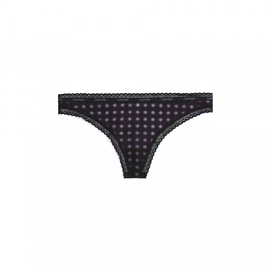 Dámská tanga 000QD3763E FTU černé se vzorem - Calvin Klein