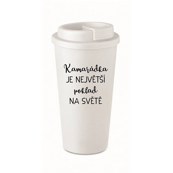 KAMARÁDKA JE NEJVĚTŠÍ POKLAD NA SVĚTĚ - bílý termohrnek 475 ml