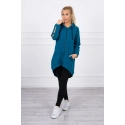 Dámská delší mikina se zipem na zádech 8997 Marine Petrolejová - K-Fashion