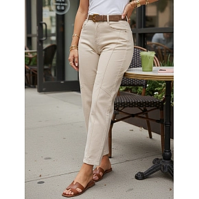 Dámské džíny s páskem mom fit UY3056  béžové - FashionStreet 