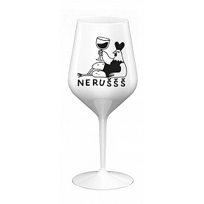 NERUŠŠŠ - bílá nerozbitná sklenice na víno 470 ml