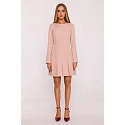Šaty s obrácenými záhyby M872 béžové - MOE