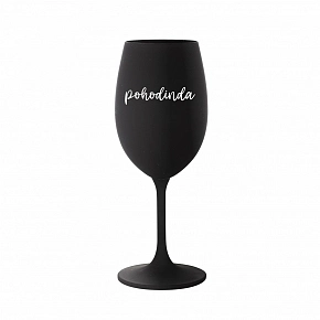 POHODINDA - černá sklenice na víno 350 ml