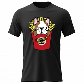 Pánské bavlněné tričko s potiskem - FRENCHIE FRIES - černé Pánské bavlněné tričko s potiskem - FRENCHIE FRIES - černé