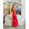 Dámské sexy krajkové šaty s výstřihem 0000K20862 Červená - Koucla