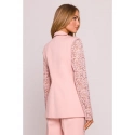 Dámské sako s krajkovými rukávy M865 Pudr růžová - MOE