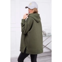 Dámská zateplená mikina s kapucí 9380 Khaki zelená - K-Fashion