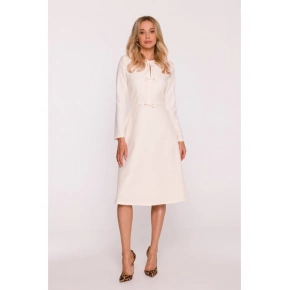 Šaty s mašlí S414 slonová kost - Stylove