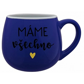 MÁME VŠECHNO - modrý keramický hrníček 300 ml