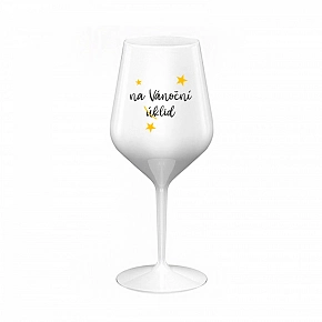 NA VÁNOČNÍ ÚKLID - bílá nerozbitná sklenice na víno 470 ml