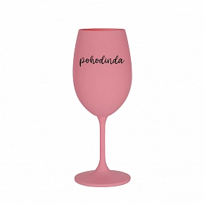 POHODINDA - růžová sklenice na víno 350 ml