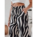Dámské pruhované kalhoty se širokými nohavicemi ZEBRAVIBE UY2653 béžovo-černé - FashionStreet 