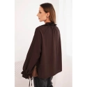 Dámská blůza z viskózy tmavě hnědá - FPrice