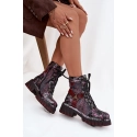 Dámské kotníčkové kožené workery 07072-23 Bordó vzor - Maciejka