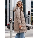 Dlouhá dámská bunda s kapucí TY5810  sv.hnědá - FashionStreet