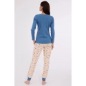 Dámské pyžamo Sammy 723/380 Jeans modrá s béžovou vzor - Cornette
