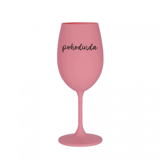 POHODINDA - růžová sklenice na víno 350 ml