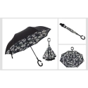Obrácený deštník France  černý, vespod potisk - Gregorio