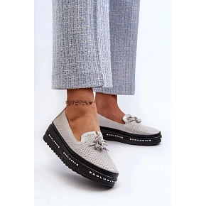 Dámské mokasiny LR400  stříbrné -  Step in style