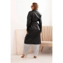 Dámský kabát z eko kůže  4467 Černá - K-Fashion