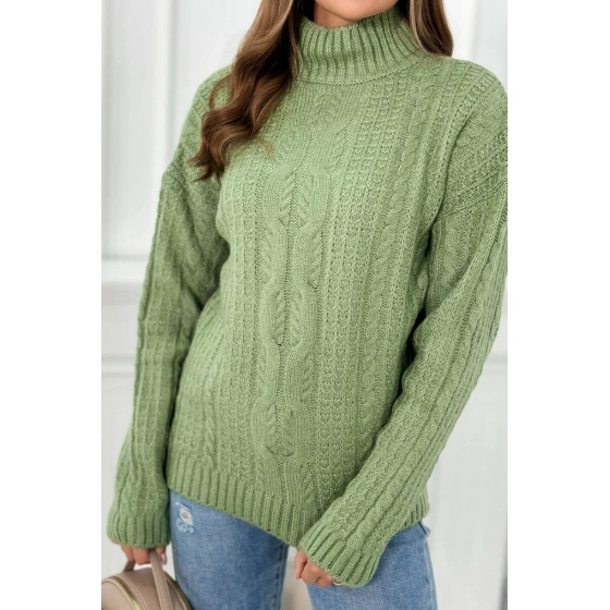 Svetr s rolákem S24-9  tmavá máta - Kesi