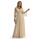 Dlouhé lehké třpytivé šaty 655-4  béžové - Numoco