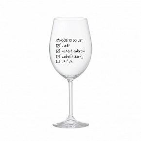 VÁNOČNÍ TODO LIST - čirá sklenice na víno 350 ml