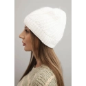 Dámská zimní čepice s vlnou bílá - Oliwier