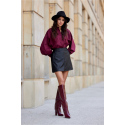 Krátká koženková sukně SPO0052 černá - Roco Fashion