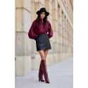 Krátká koženková sukně SPO0052 černá - Roco Fashion