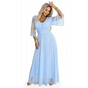 Dlouhé třpytivé šaty plus size 654-3 modré - Numoco