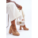 Dámské lodičky na sloupkovém podpatku M047 / 185452 Béžová - Sweet Shoes