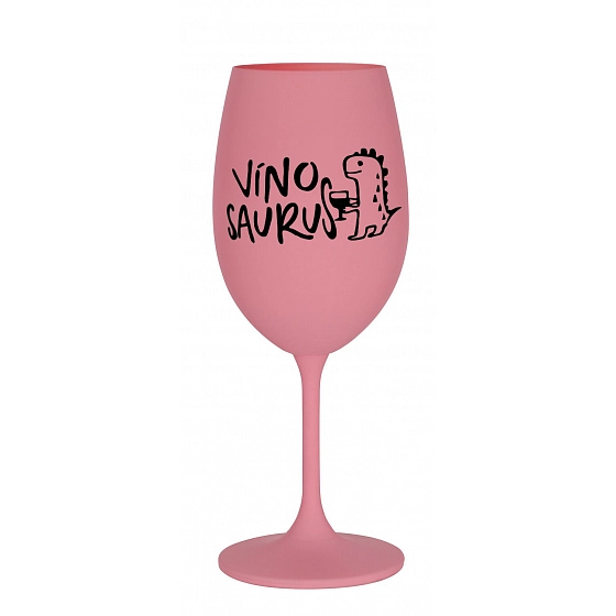 Sklenka VÍNOSAURUS - růžová sklenice na víno 350 ml