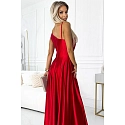 Dlouhé  saténové šaty 524-1 červené - Numoco