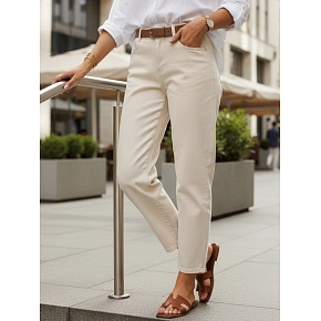 Dámské džíny regular fit high rise ecru FashionStreet UY2987