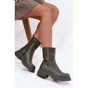 Dámské kotníkové boty na platformě ML245 Khaki tmavě zelená - Diamantique
