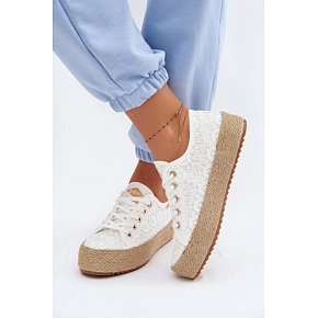 Krajkové tenisky espadrilky LCW-26-31-4326 bílé - Lee Cooper Krajkové tenisky espadrilky LCW-26-31-4326 bílé - Lee Cooper