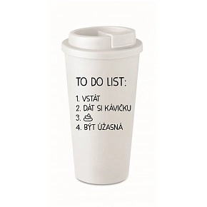 TO DO LIST: BÝT ÚŽASNÁ - bílý termohrnek 475 ml TO DO LIST: BÝT ÚŽASNÁ - bílý termohrnek 475 ml