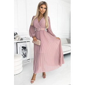 Plisované šaty 414-2 KLARA starorůžové - Numoco