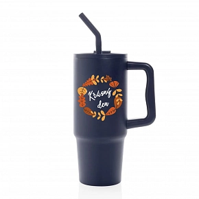 KRÁSNÝ DEN (PODZIM) - modrý cestovní termohrnek 900 ml KRÁSNÝ DEN (PODZIM) - modrý cestovní termohrnek 900 ml