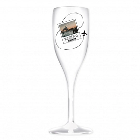 Personalizovaná nerozbitná prosecco sklenice s fotkou a cestovatelským motivem 