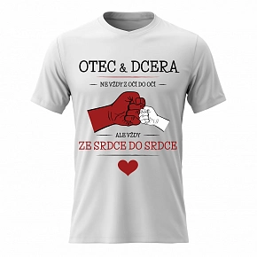 Pánské bavlněné tričko s potiskem - OTEC & DCERA - bílé