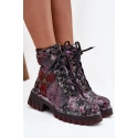 Dámské kotníčkové kožené workery 07072-23 Bordó vzor - Maciejka