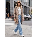 Dlouhá dámská bunda s kapucí TY5810  sv.hnědá - FashionStreet