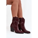 Dámské kotníkové boty na podpatku D8271 Vínová - Sweet Shoes