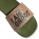 Dětské žabky / nazouváky Adilette Comfort Jr ID8029 Zelená s hnědou - Adidas