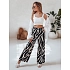 Dámské pruhované kalhoty se širokými nohavicemi ZEBRAVIBE UY2653 béžovo-černé - FashionStreet 