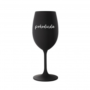 POHODINDA - černá sklenice na víno 350 ml