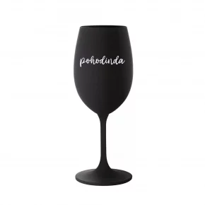 POHODINDA - černá sklenice na víno 350 ml